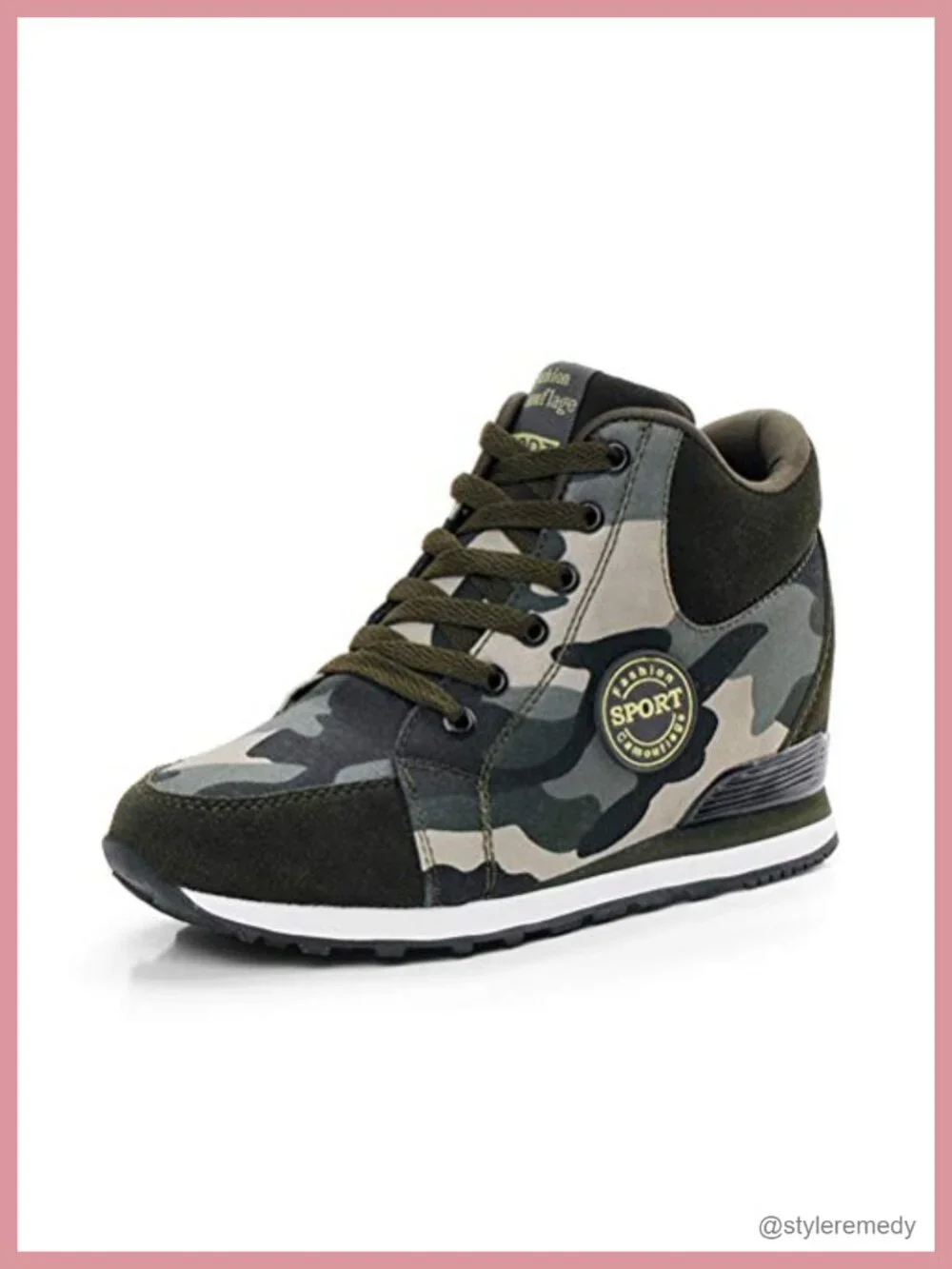 Canvas Wedge Platform Sneakers Lace-Up Athletic Shoes for Women